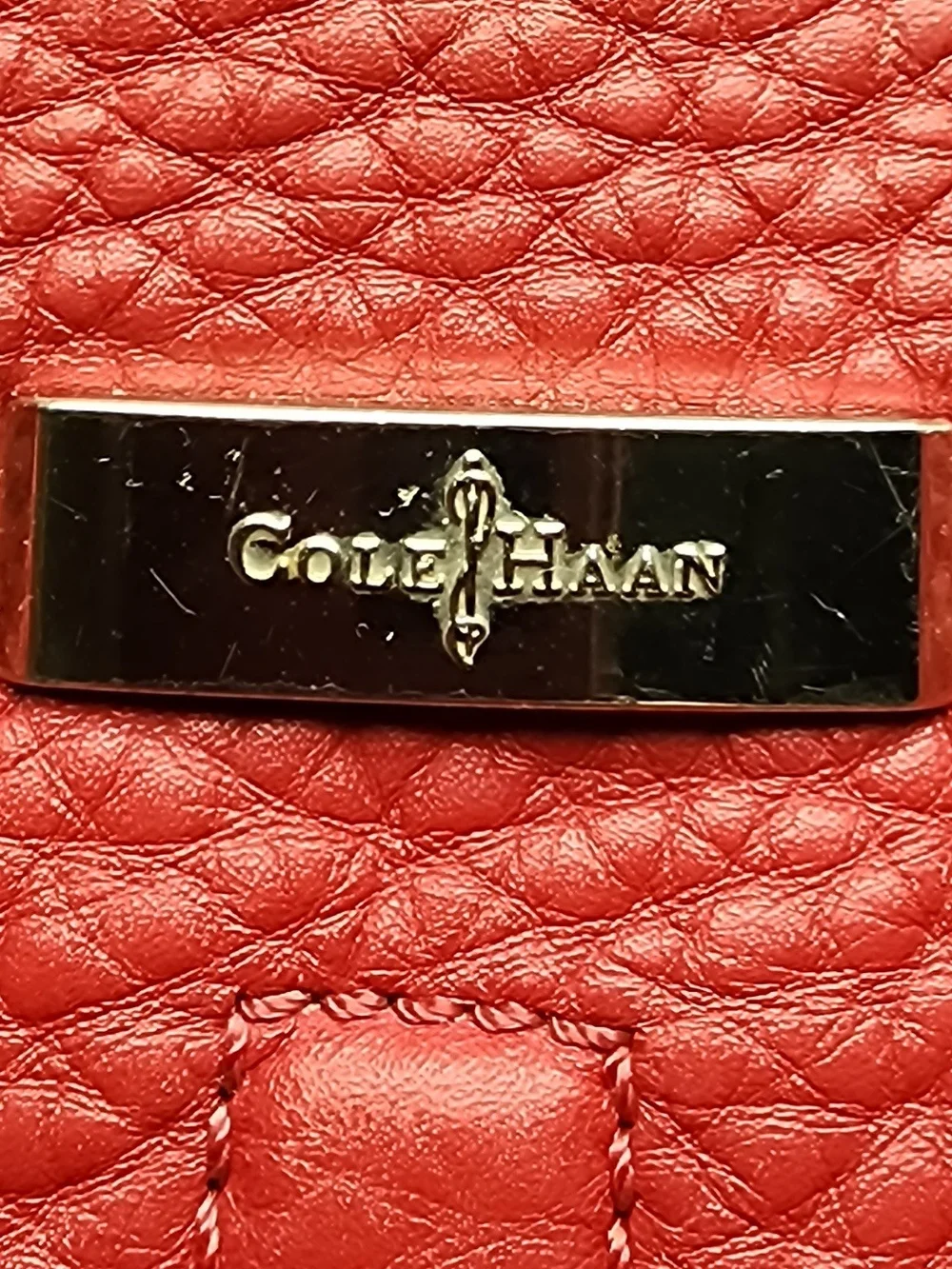 Cole Haan Red Pebbled Leather Hobo Bag
